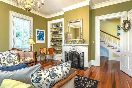 Parlor with fireplace