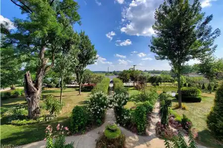 Lush gardens from front of home